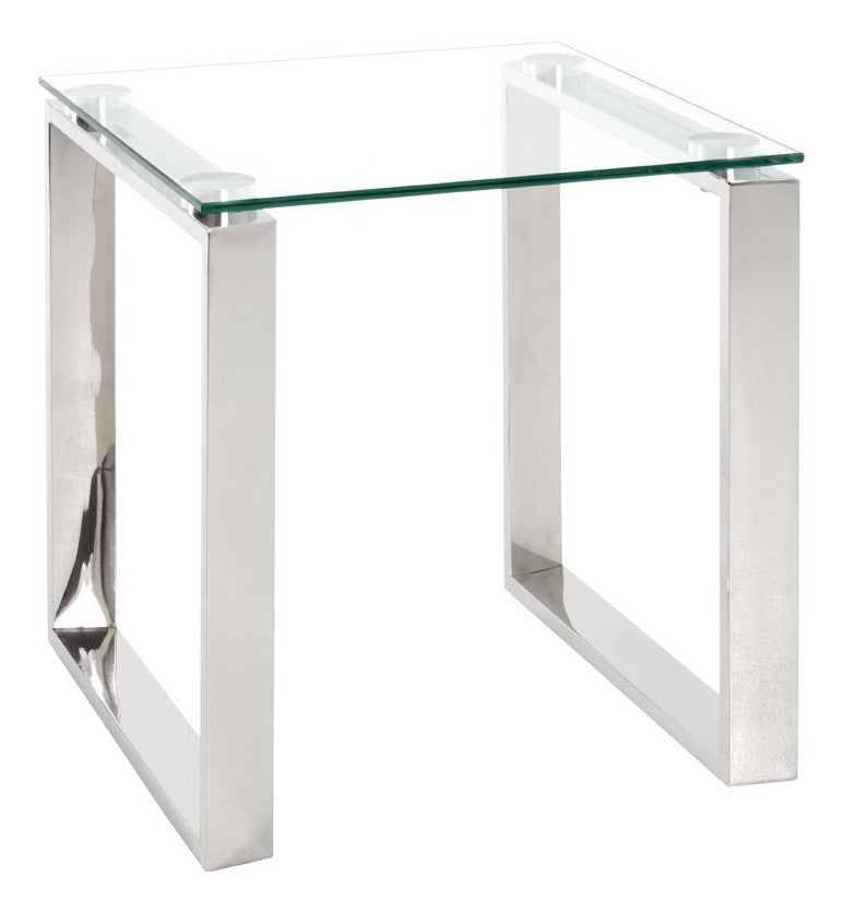 Beistelltisch Edelstahl mit Glasablage, quadratisch, 55x55 cm – Ansicht 1