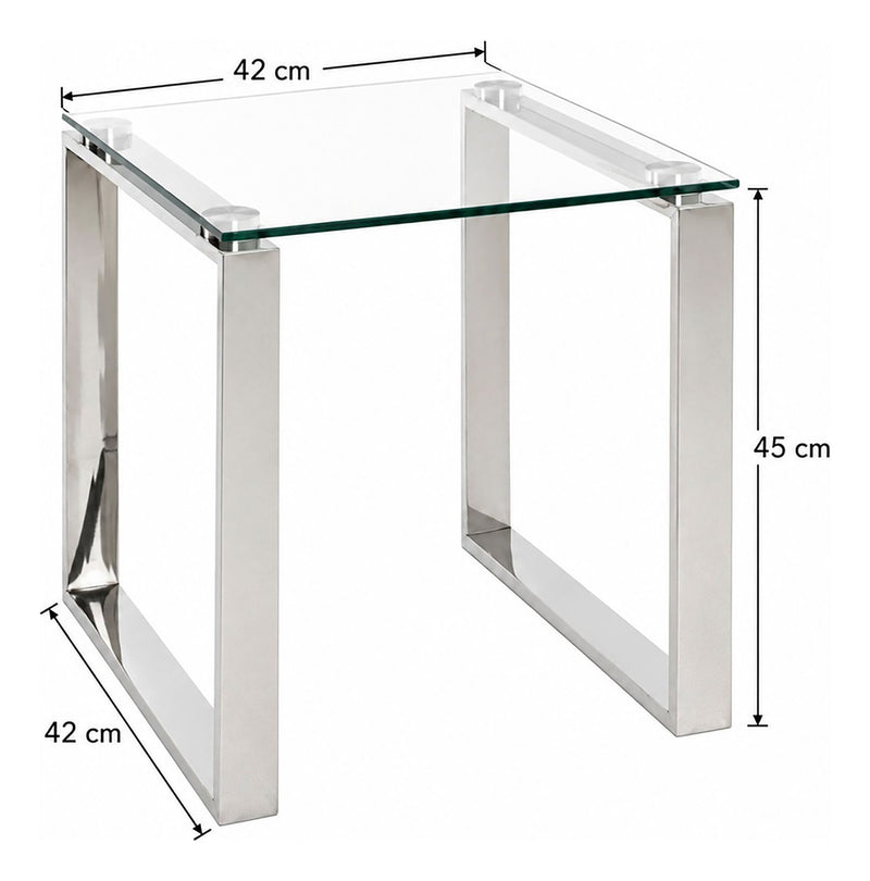 Beistelltisch Edelstahl mit Glasablage, quadratisch, 55x55 cm – Ansicht 4