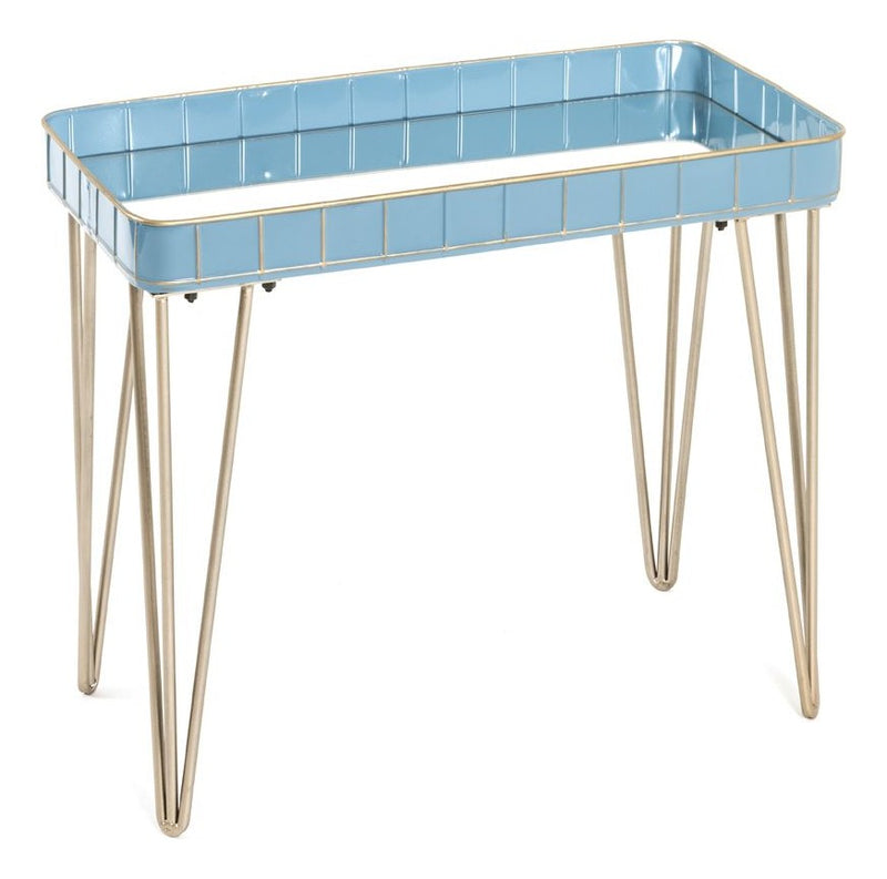 Haku Beistelltisch Art Deco mit Spiegelablage, blau-gold, Stahlrohr