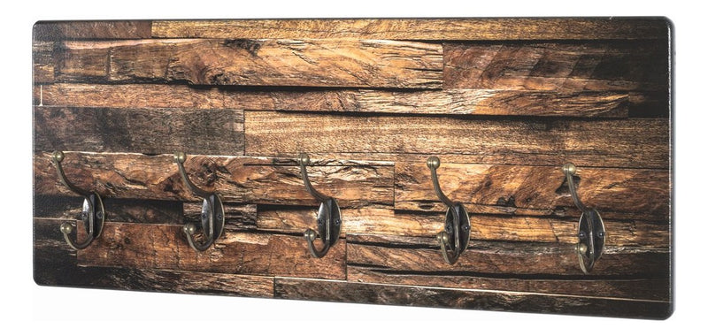 Wandgarderobe Parkett-Motiv mit 5 Metallhaken, bronzefarben – Ansicht 1
