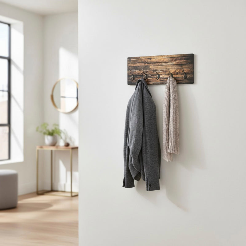 Wandgarderobe Parkett-Motiv mit 5 Metallhaken, bronzefarben – Ansicht 2