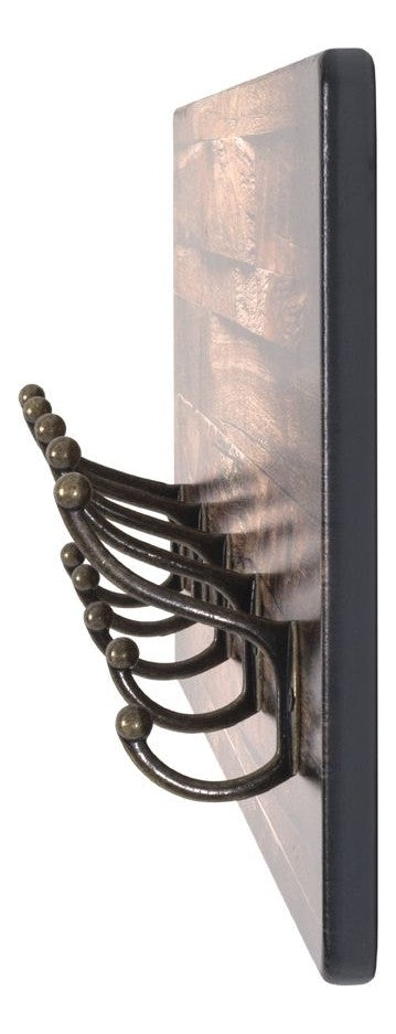 Wandgarderobe Parkett-Motiv mit 5 Metallhaken, bronzefarben – Ansicht 4
