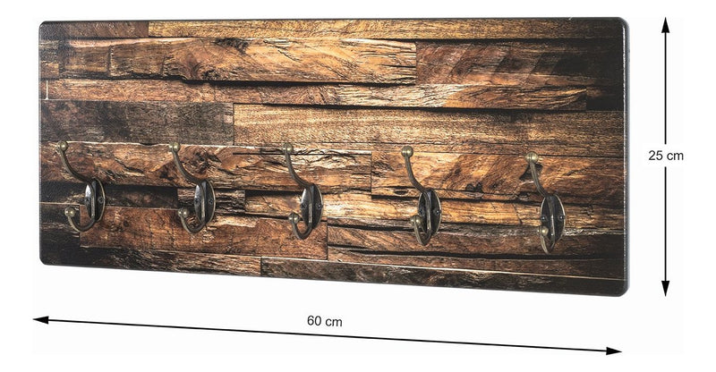 Wandgarderobe Parkett-Motiv mit 5 Metallhaken, bronzefarben – Ansicht 5