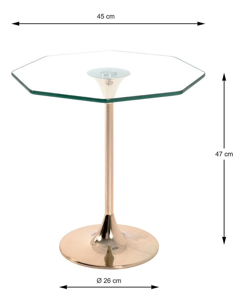 Haku Beistelltisch Art Deco, vergoldetes Stahlgestell mit Glasablage
