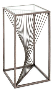 Beistelltisch Art Deco mit Glasablage, bronze lackiert, quadratisch – Ansicht 1