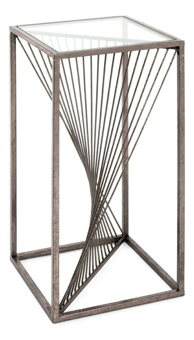 Beistelltisch Art Deco mit Glasablage, bronze lackiert, quadratisch – Ansicht 1