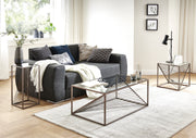 Beistelltisch Art Deco mit Glasablage, bronze lackiert, quadratisch – Ansicht 2