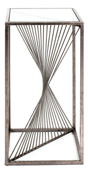 Beistelltisch Art Deco mit Glasablage, bronze lackiert, quadratisch – Ansicht 4