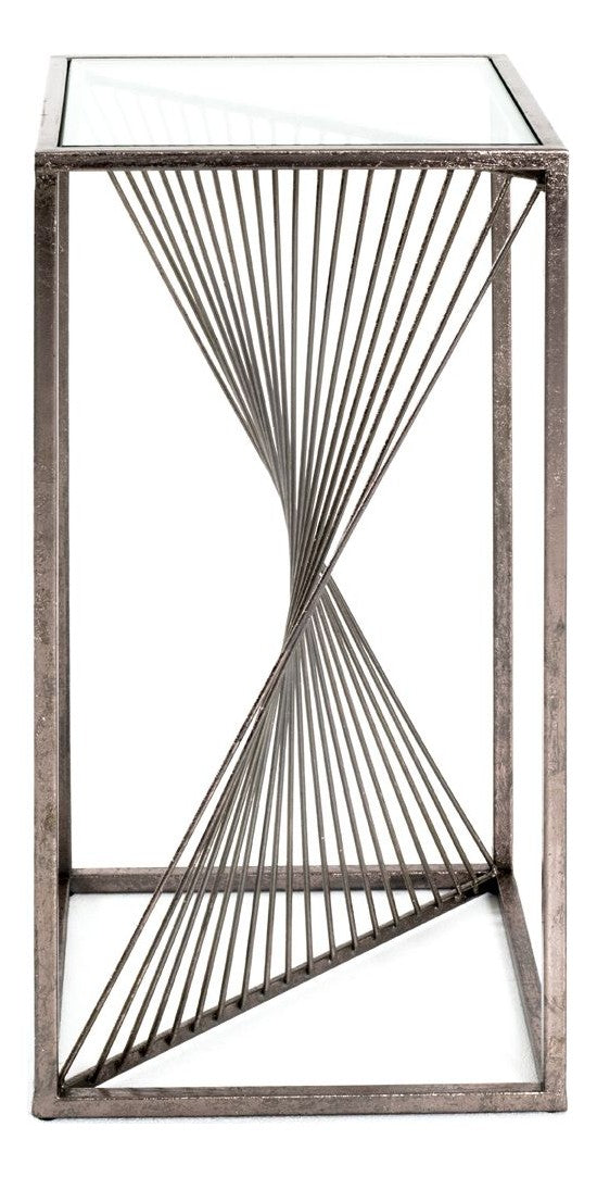Beistelltisch Art Deco mit Glasablage, bronze lackiert, quadratisch – Ansicht 4