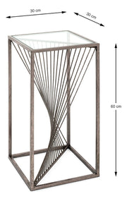 Beistelltisch Art Deco mit Glasablage, bronze lackiert, quadratisch – Ansicht 5