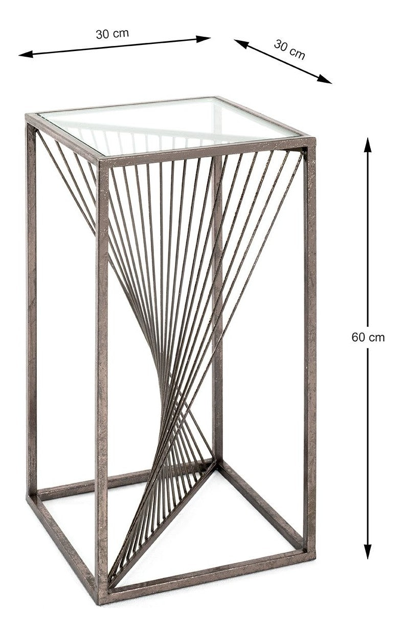 Beistelltisch Art Deco mit Glasablage, bronze lackiert, quadratisch – Ansicht 5
