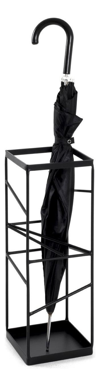 Haku Schirmständer aus Stahlrohr, schwarz lackiert, quadratisch