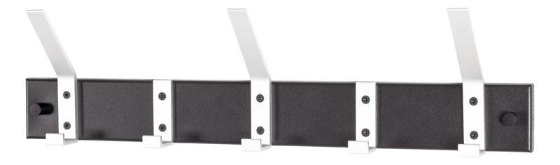 Garderobenleiste mit 5 Alu-Haken, schwarz, für den Flur – Ansicht 1