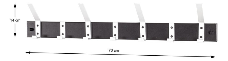Haku Garderobenleiste mit 7 Haken aus Aluminium, schwarz