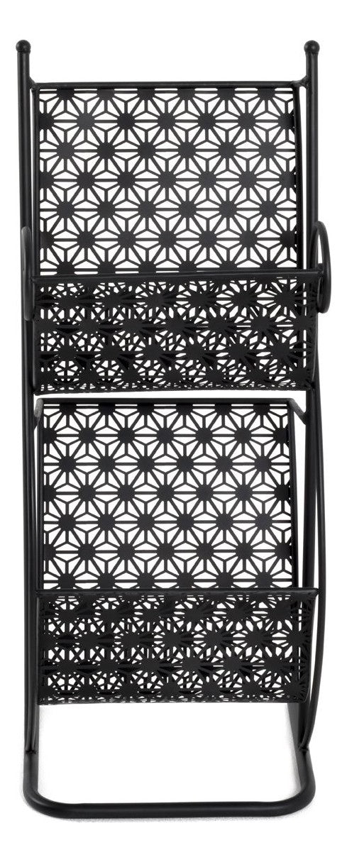 Haku Zeitungsständer aus Metall, schwarz, mit 2 Ablagen, Art Deco