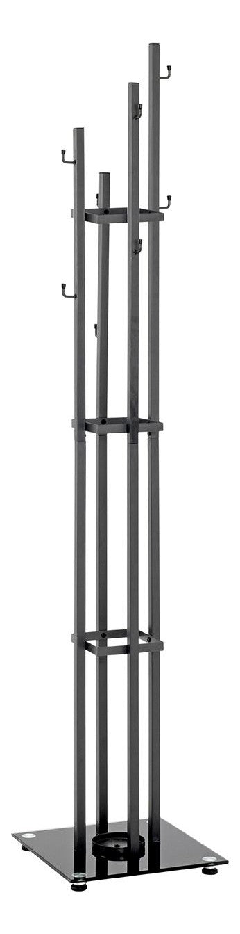 Haku Garderobenständer Anthrazit mit 8 Haken und Schirmhalter, Glasfuß