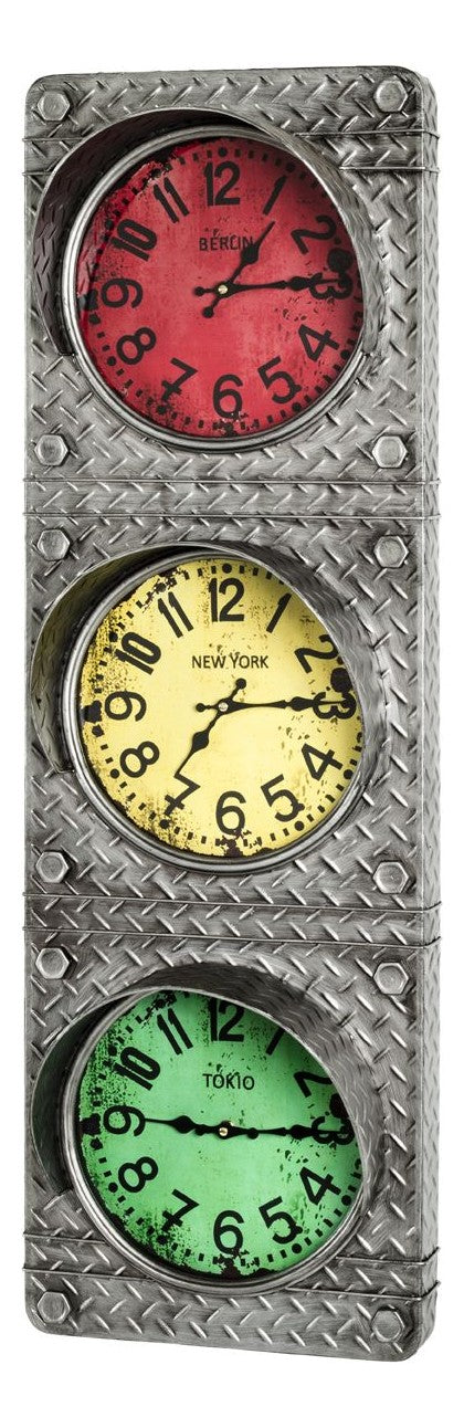Haku Wanduhr im Ampeldesign aus Metall, anthrazit, Industrial-Stil