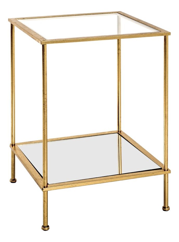 Haku Beistelltisch Art Deco, gold mit Glas- und Spiegelablage