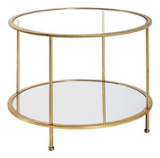 Beistelltisch rund, Gestell gold mit Glas- und Spiegelablage – Ansicht 1