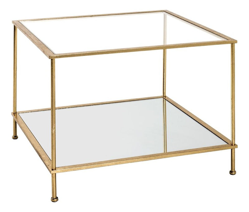 Beistelltisch Art Deco gold mit Glas- und Spiegelablage – Ansicht 1