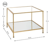 Beistelltisch Art Deco gold mit Glas- und Spiegelablage – Ansicht 3
