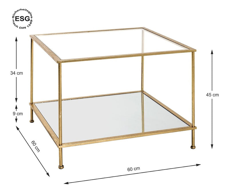 Beistelltisch Art Deco gold mit Glas- und Spiegelablage – Ansicht 3