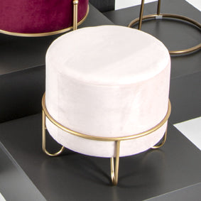 Haku Hocker rund in Creme-Rosa mit goldfarbenem Metallgestell