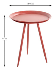 Beistelltisch rund aus Stahl, Rot lackiert, Ø 44 cm – Ansicht 6