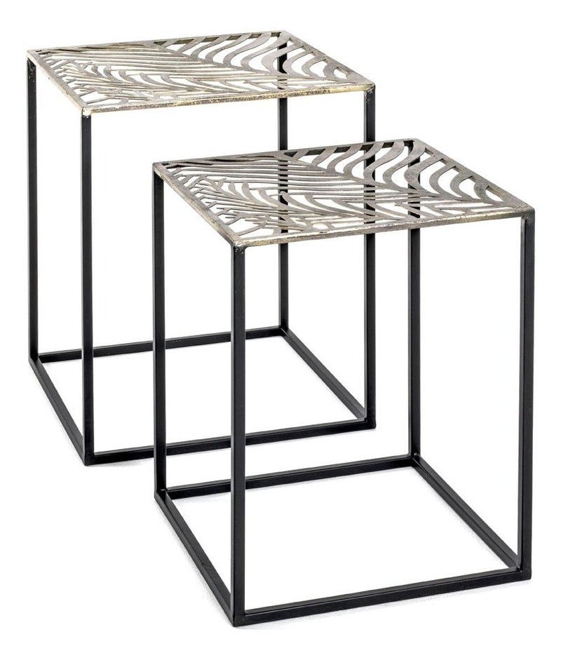 Beistelltisch 2er-Set, bronze-schwarz mit Stahlgestell – Ansicht 1