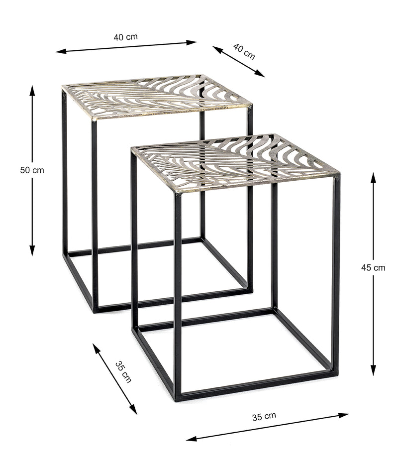Beistelltisch 2er-Set, bronze-schwarz mit Stahlgestell – Ansicht 3