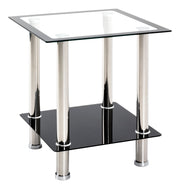 Beistelltisch quadratisch, Edelstahl mit Sicherheitsglas, modern – Ansicht 1