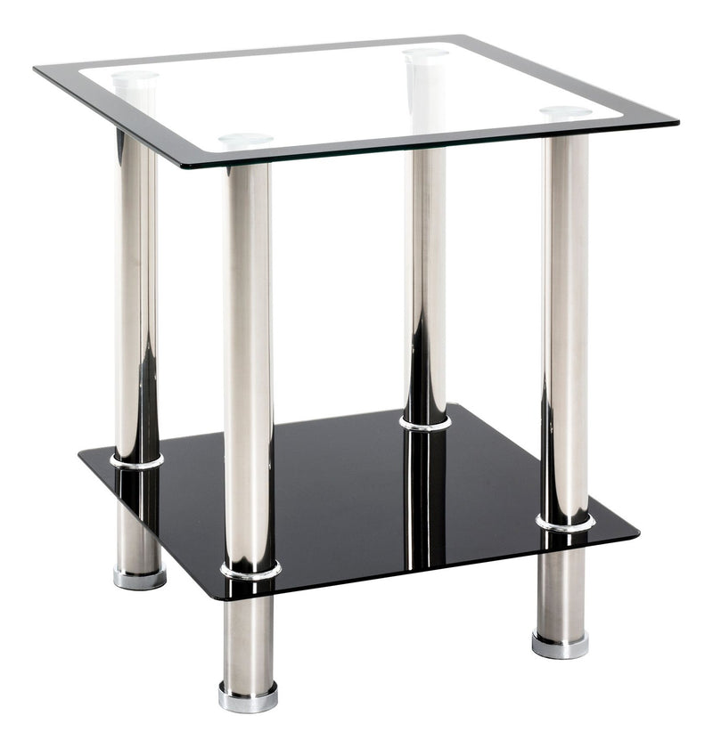 Beistelltisch quadratisch, Edelstahl mit Sicherheitsglas, modern – Ansicht 1