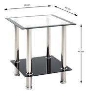 Beistelltisch quadratisch, Edelstahl mit Sicherheitsglas, modern – Ansicht 3