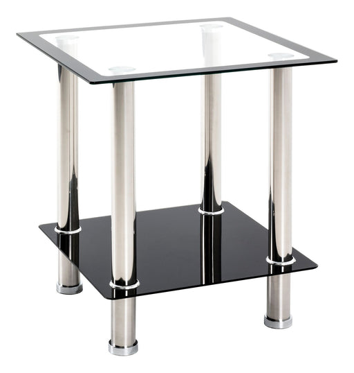 Beistelltisch quadratisch, Edelstahl mit Sicherheitsglas, modern – Ansicht 1