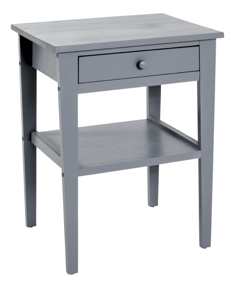 Beistelltisch Massivholz grau mit Schublade und Ablage als Sofatisch – Ansicht 1