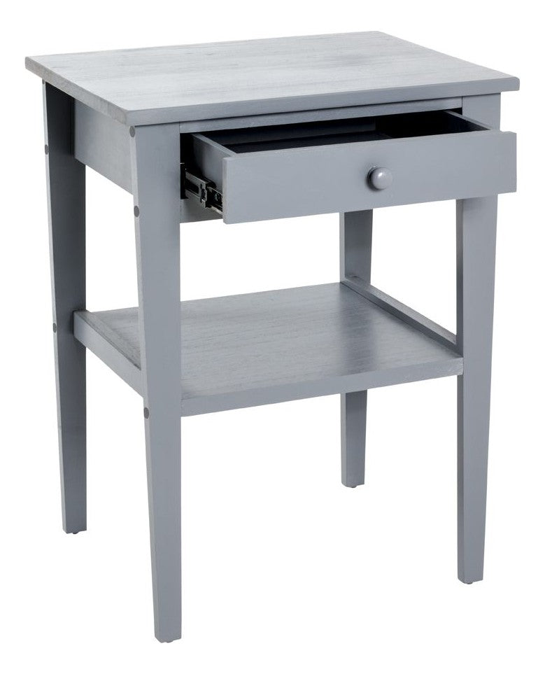 Beistelltisch Massivholz grau mit Schublade und Ablage als Sofatisch – Ansicht 3