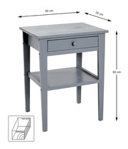 Beistelltisch Massivholz grau mit Schublade und Ablage als Sofatisch – Ansicht 4