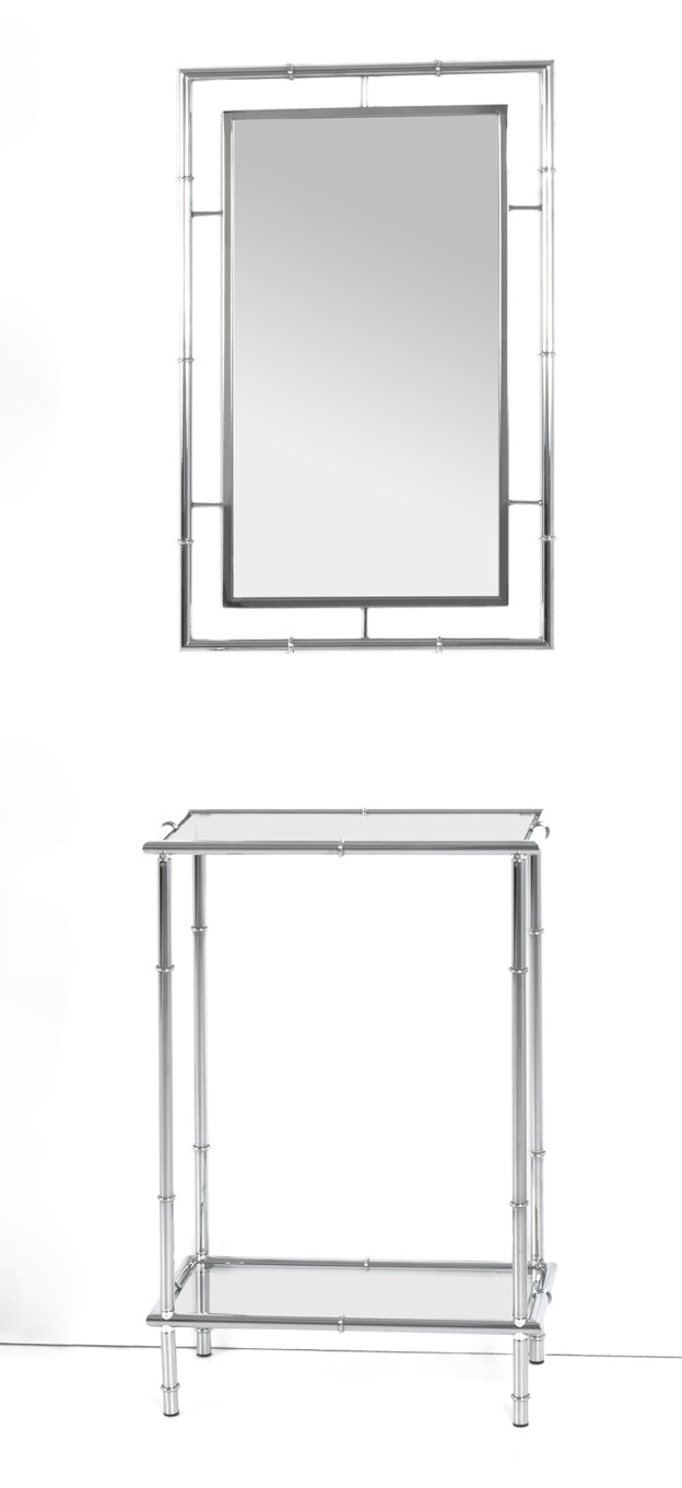 Haku Konsolentisch Chrom aus Stahlrohr mit Glasablagen, modern
