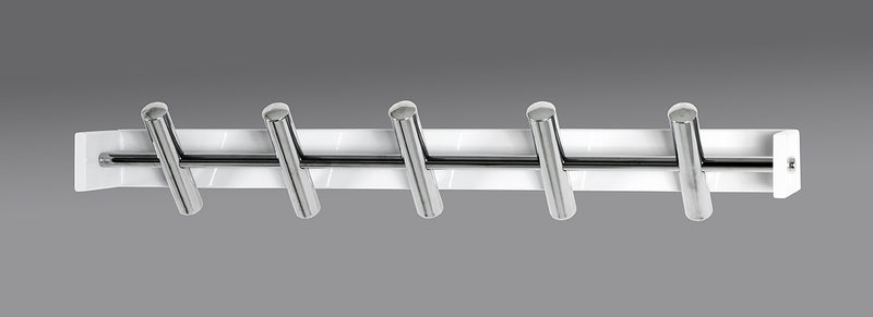 Garderobenleiste mit 5 Haken aus Stahlrohr, weiß mit Chrom-Optik – Ansicht 3