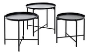 Beistelltisch 3er-Set, rund, Metall schwarz im Art-Deco-Stil – Ansicht 1