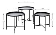 Beistelltisch 3er-Set, rund, Metall schwarz im Art-Deco-Stil – Ansicht 4