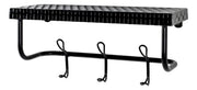 Wandgarderobe aus Stahlrohr mit 3 Haken und Ablage, schwarz matt – Ansicht 1