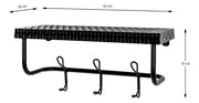 Wandgarderobe aus Stahlrohr mit 3 Haken und Ablage, schwarz matt – Ansicht 3