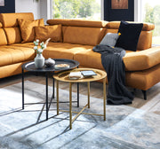Couchtisch 2er Set rund aus Metall in Schwarz-Gold, Art-Deco-Stil – Ansicht 3