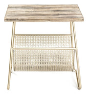 Beistelltisch Art Deco, Gold-Natur mit Zeitungsablage – Ansicht 5
