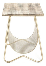 Beistelltisch Art Deco, Gold-Natur mit Zeitungsablage – Ansicht 6