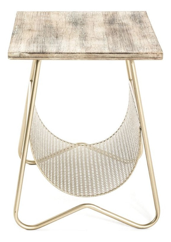 Beistelltisch Art Deco, Gold-Natur mit Zeitungsablage – Ansicht 6