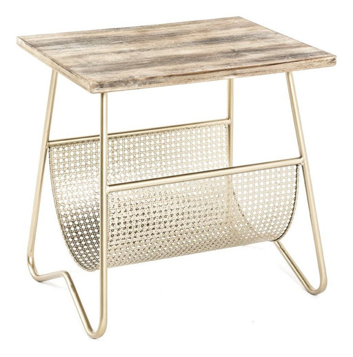 Beistelltisch Art Deco, Gold-Natur mit Zeitungsablage – Ansicht 1