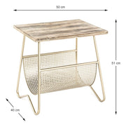 Beistelltisch Art Deco, Gold-Natur mit Zeitungsablage – Ansicht 7
