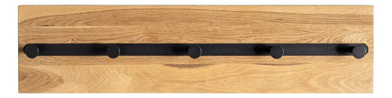 Haku Wandgarderobe Eiche geölt mit 5 Metallhaken, schwarz